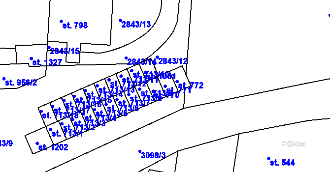 Parcela st. 771 v KÚ Toužim, Katastrální mapa