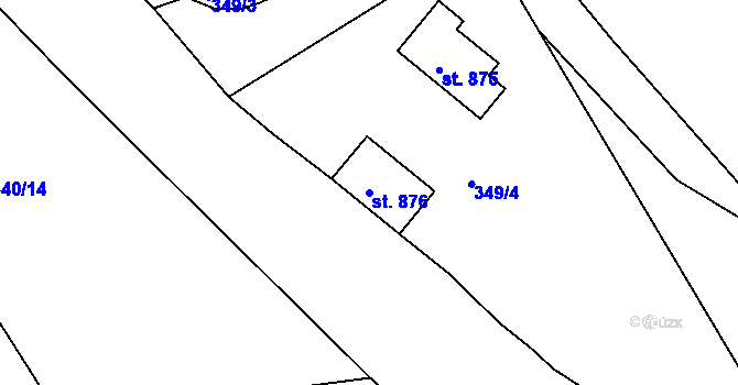 Parcela st. 876 v KÚ Toužim, Katastrální mapa