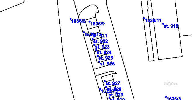 Parcela st. 924 v KÚ Toužim, Katastrální mapa