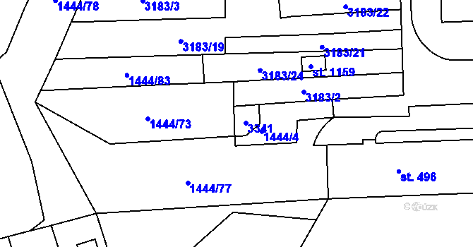 Parcela st. 1009 v KÚ Toužim, Katastrální mapa