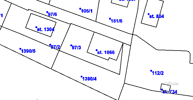 Parcela st. 1066 v KÚ Toužim, Katastrální mapa