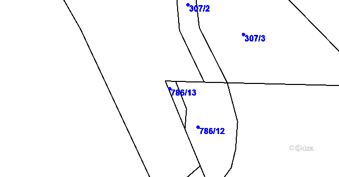 Parcela st. 786/13 v KÚ Toužim, Katastrální mapa