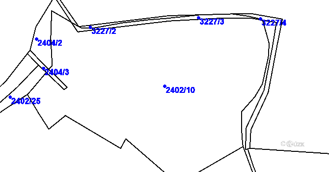 Parcela st. 2402/10 v KÚ Toužim, Katastrální mapa