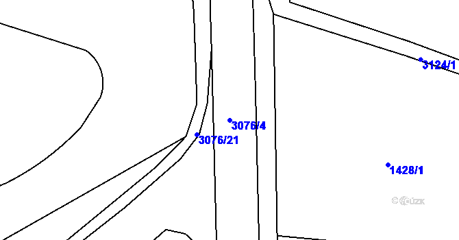 Parcela st. 3076/4 v KÚ Toužim, Katastrální mapa