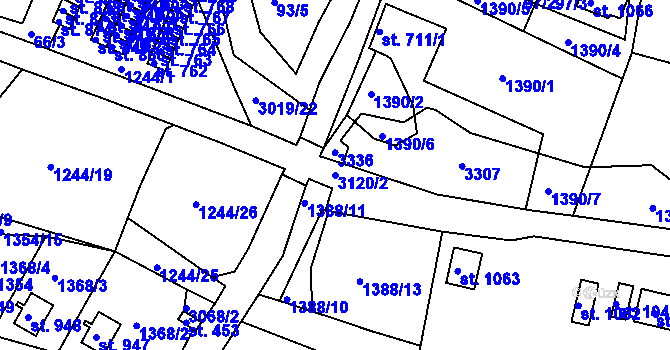 Parcela st. 3120/2 v KÚ Toužim, Katastrální mapa
