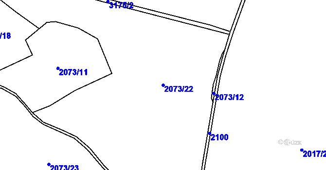 Parcela st. 2073/22 v KÚ Toužim, Katastrální mapa