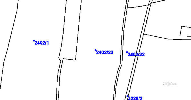 Parcela st. 2402/20 v KÚ Toužim, Katastrální mapa