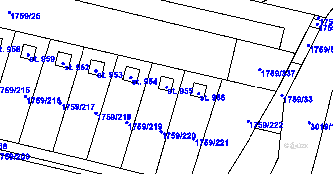 Parcela st. 955 v KÚ Tovačov, Katastrální mapa