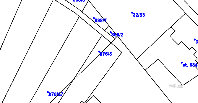 Parcela st. 876/3 v KÚ Tovačov, Katastrální mapa