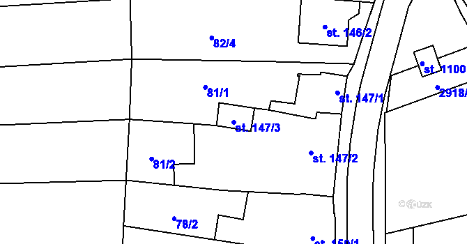 Parcela st. 147/3 v KÚ Tovačov, Katastrální mapa