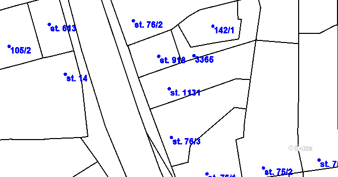 Parcela st. 1131 v KÚ Tovačov, Katastrální mapa