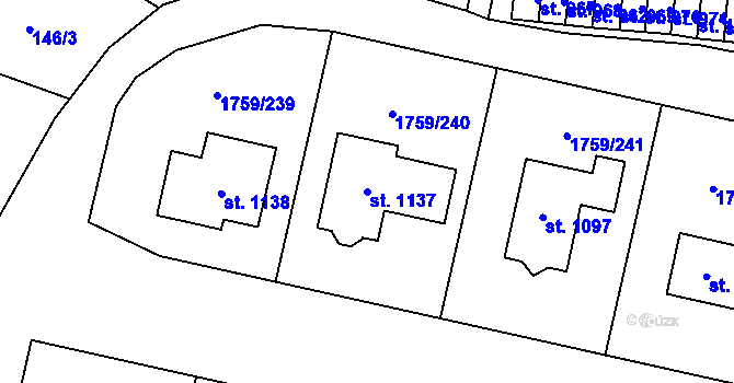 Parcela st. 1137 v KÚ Tovačov, Katastrální mapa