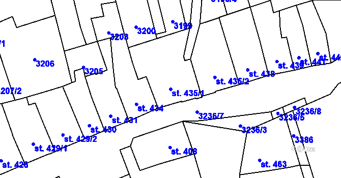 Parcela st. 435/1 v KÚ Tovačov, Katastrální mapa
