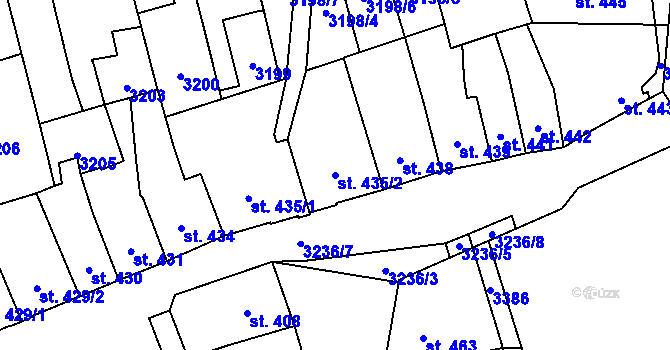Parcela st. 435/2 v KÚ Tovačov, Katastrální mapa