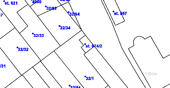 Parcela st. 674/2 v KÚ Tovačov, Katastrální mapa