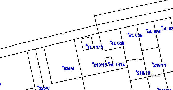 Parcela st. 1173 v KÚ Tovačov, Katastrální mapa