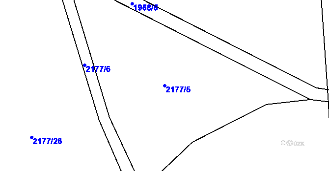 Parcela st. 2177/5 v KÚ Tovačov, Katastrální mapa