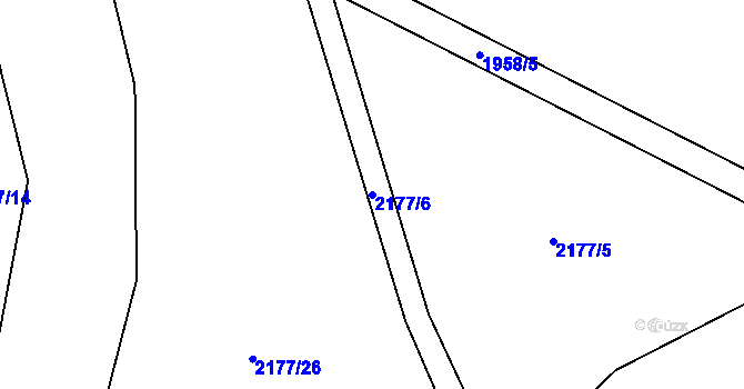 Parcela st. 2177/6 v KÚ Tovačov, Katastrální mapa