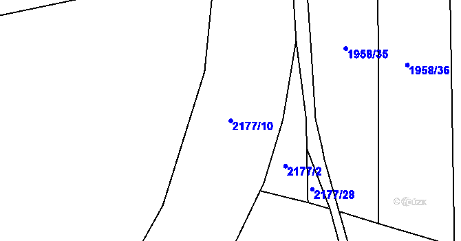 Parcela st. 2177/10 v KÚ Tovačov, Katastrální mapa