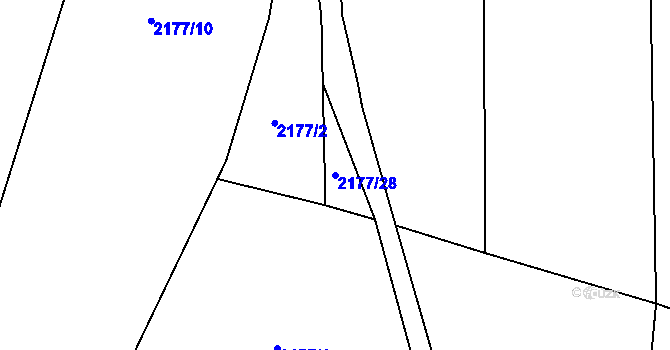 Parcela st. 2177/28 v KÚ Tovačov, Katastrální mapa
