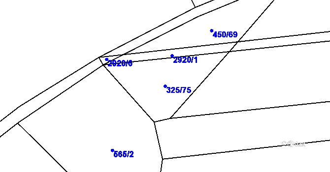 Parcela st. 325/75 v KÚ Tovačov, Katastrální mapa