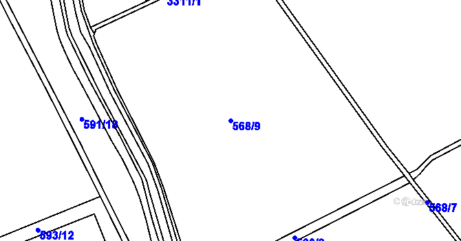 Parcela st. 568/9 v KÚ Tovačov, Katastrální mapa