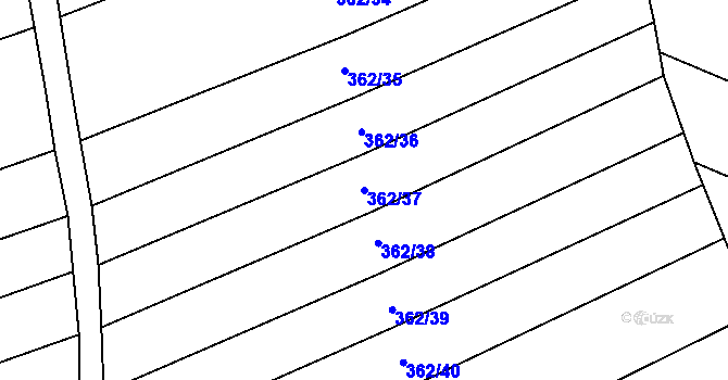 Parcela st. 362/37 v KÚ Tovačov, Katastrální mapa