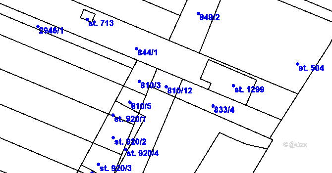 Parcela st. 810/12 v KÚ Tovačov, Katastrální mapa