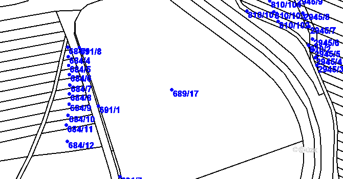 Parcela st. 689/17 v KÚ Tovačov, Katastrální mapa