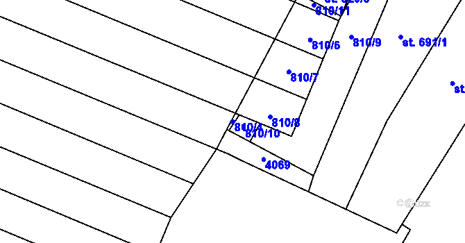 Parcela st. 810/4 v KÚ Tovačov, Katastrální mapa