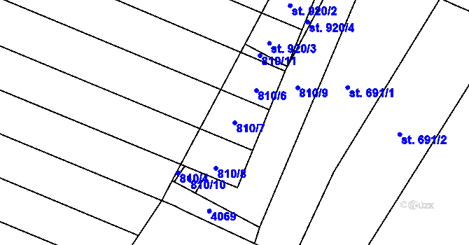 Parcela st. 810/7 v KÚ Tovačov, Katastrální mapa