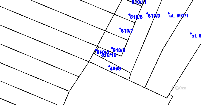 Parcela st. 810/10 v KÚ Tovačov, Katastrální mapa