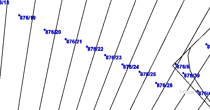 Parcela st. 876/23 v KÚ Tovačov, Katastrální mapa