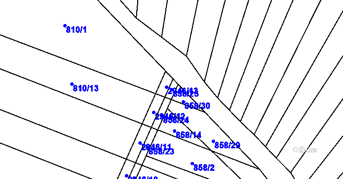 Parcela st. 858/25 v KÚ Tovačov, Katastrální mapa