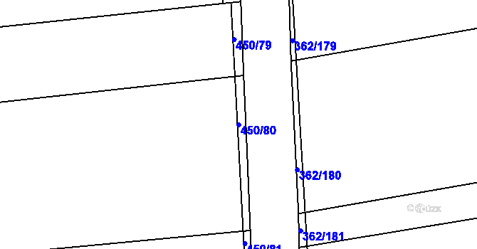Parcela st. 450/80 v KÚ Tovačov, Katastrální mapa