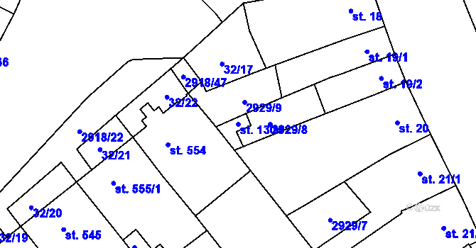 Parcela st. 1304 v KÚ Tovačov, Katastrální mapa