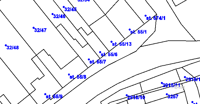 Parcela st. 55/6 v KÚ Tovačov, Katastrální mapa