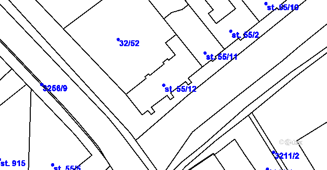 Parcela st. 55/12 v KÚ Tovačov, Katastrální mapa