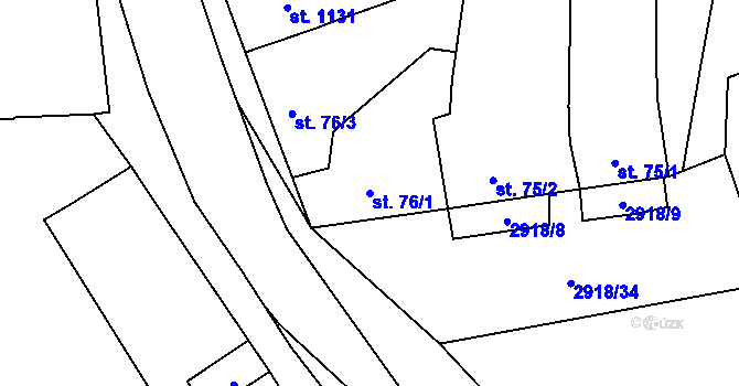 Parcela st. 76/1 v KÚ Tovačov, Katastrální mapa