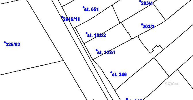 Parcela st. 122/1 v KÚ Tovačov, Katastrální mapa