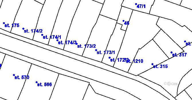 Parcela st. 173/1 v KÚ Tovačov, Katastrální mapa