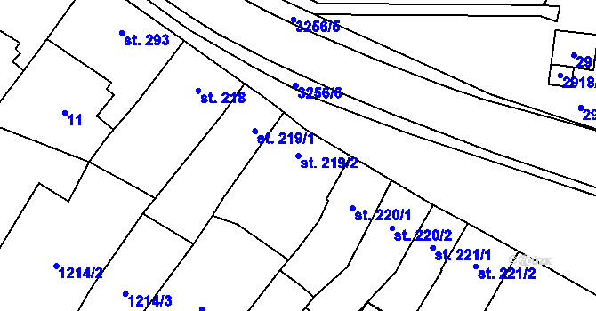 Parcela st. 219/2 v KÚ Tovačov, Katastrální mapa