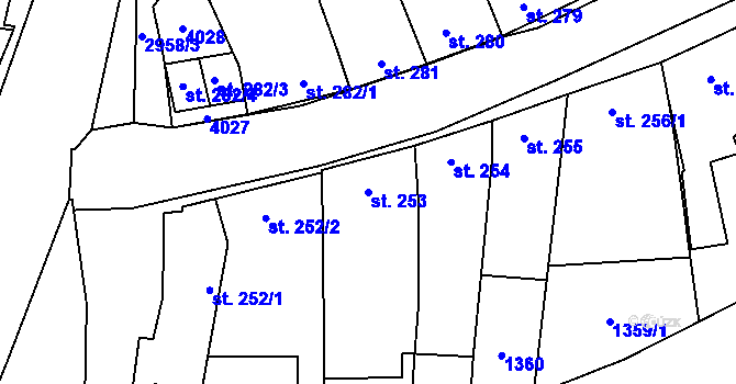Parcela st. 253 v KÚ Tovačov, Katastrální mapa