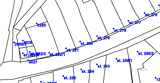 Parcela st. 280 v KÚ Tovačov, Katastrální mapa