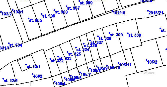 Parcela st. 326 v KÚ Tovačov, Katastrální mapa