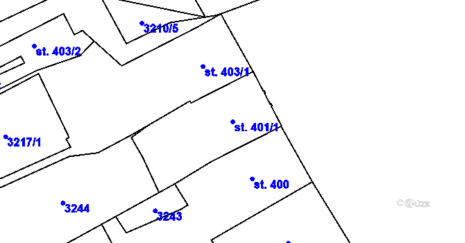 Parcela st. 401/1 v KÚ Tovačov, Katastrální mapa