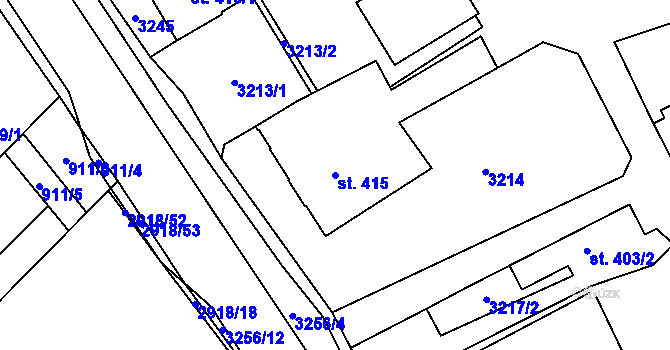 Parcela st. 415 v KÚ Tovačov, Katastrální mapa