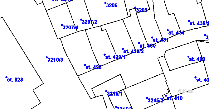 Parcela st. 429/1 v KÚ Tovačov, Katastrální mapa