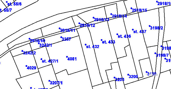 Parcela st. 432 v KÚ Tovačov, Katastrální mapa