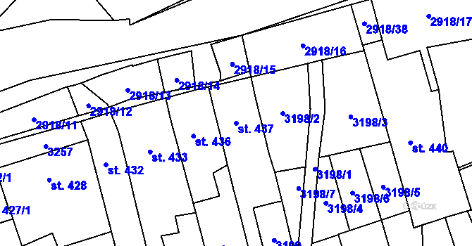 Parcela st. 437 v KÚ Tovačov, Katastrální mapa